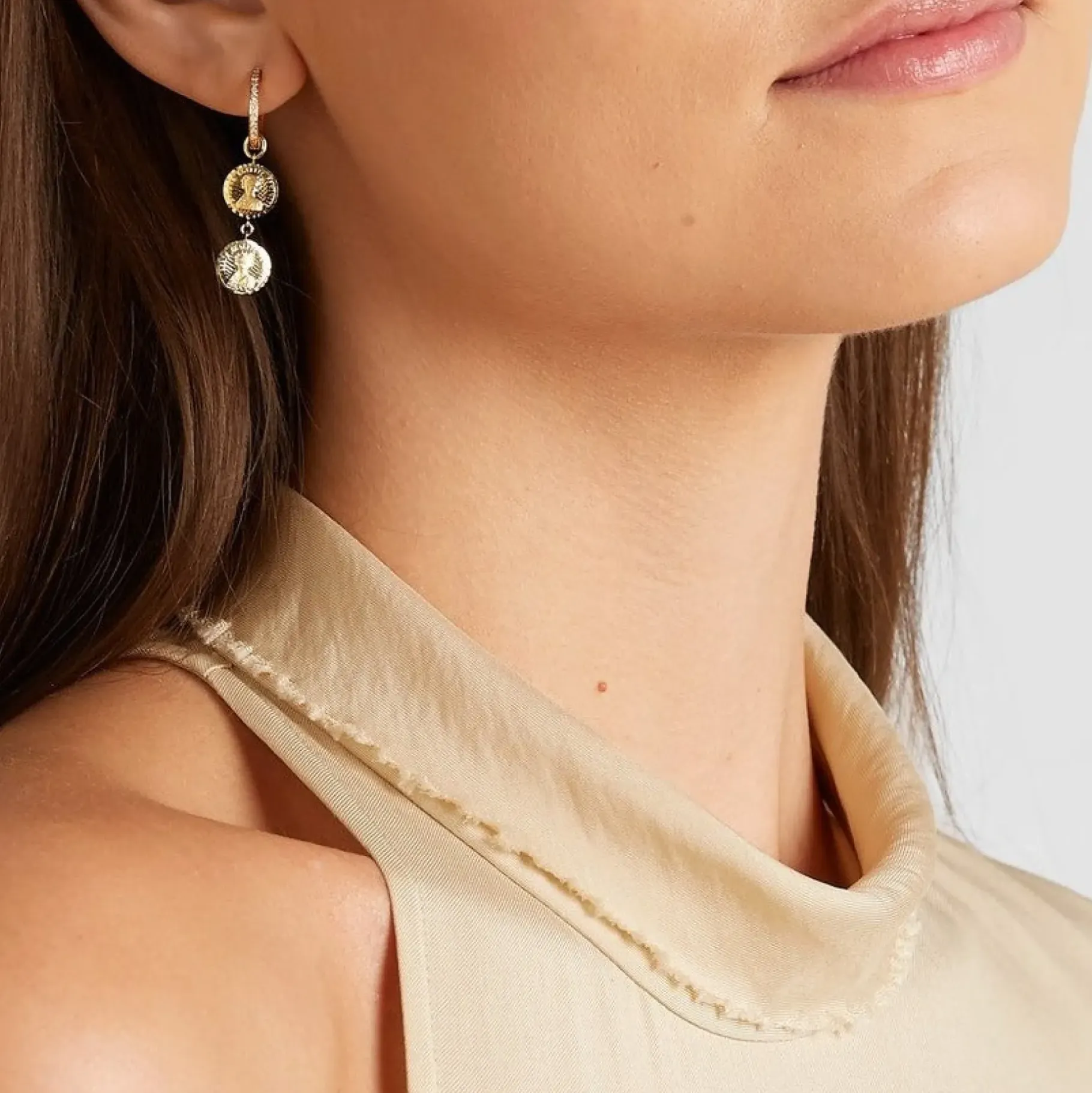 Anissa Kermiche Earrings-Louise D'Or Double Coin Earring