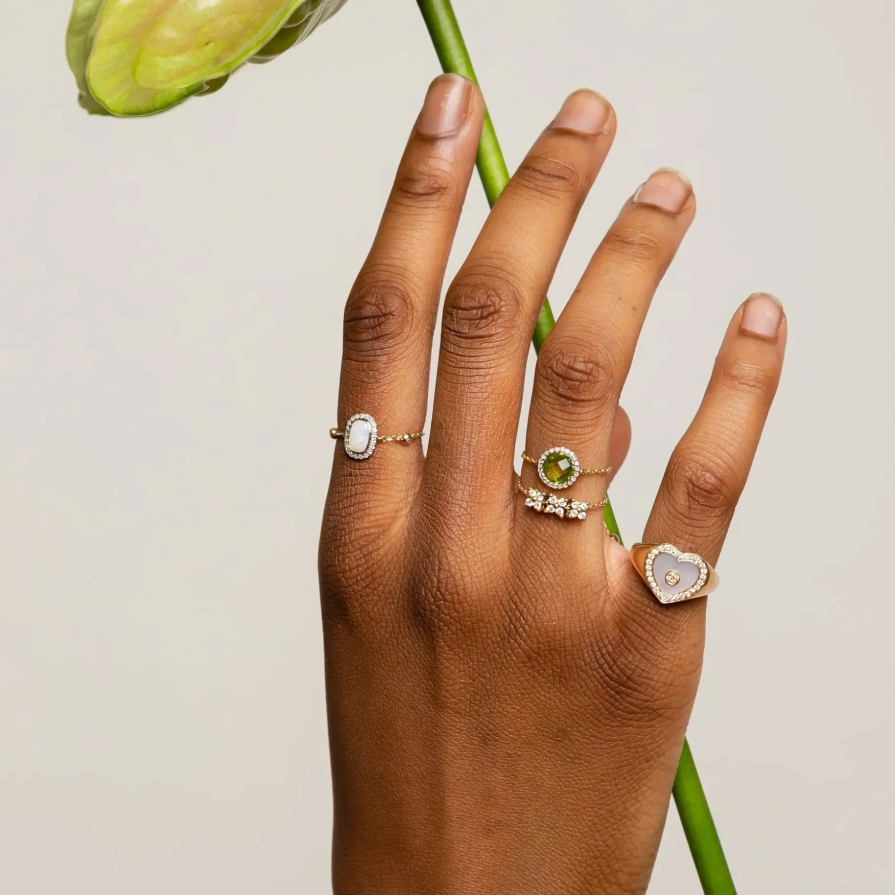 Anissa Kermiche Rings-Love Heart Mother Of Pearl Signet Ring