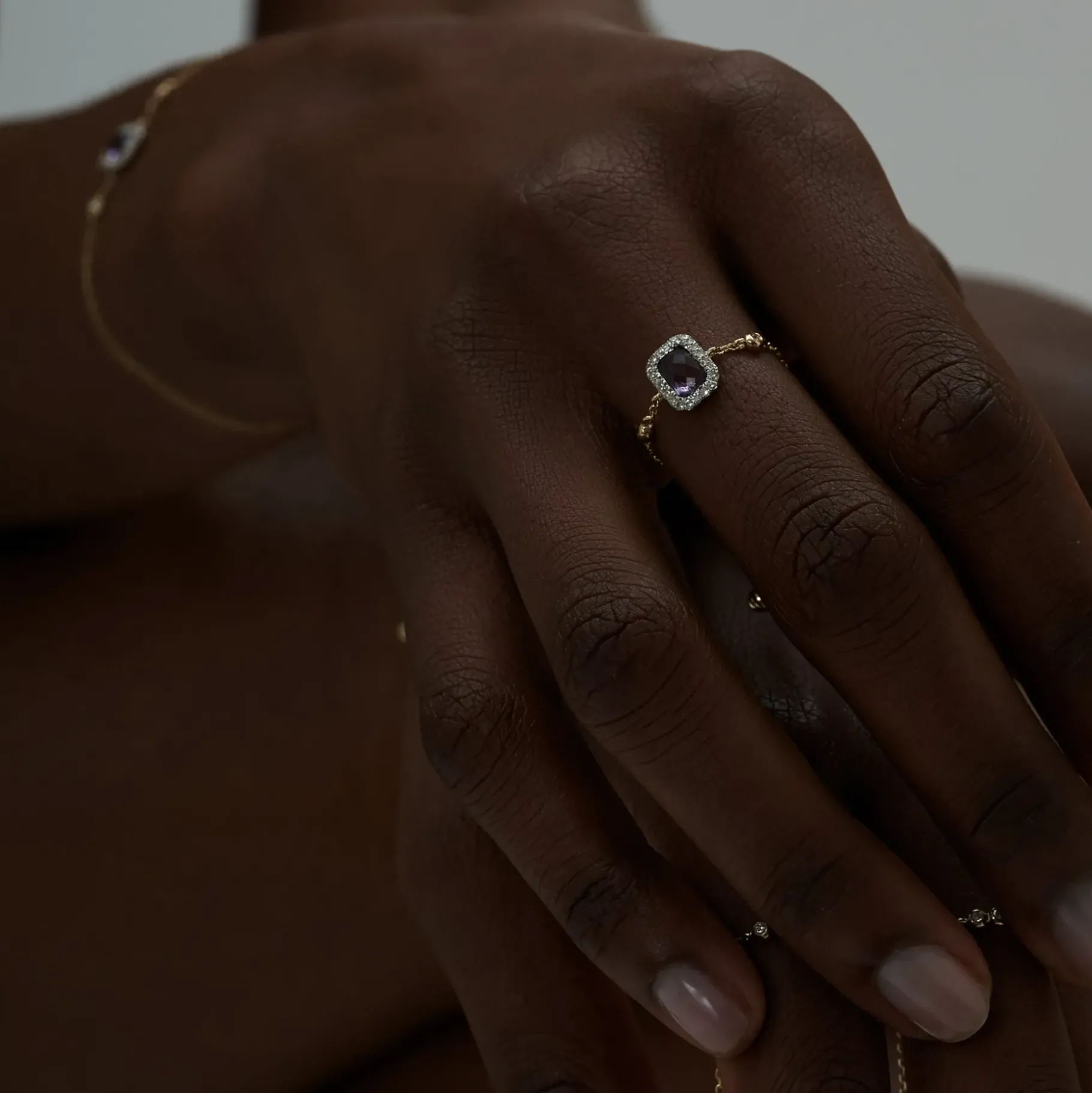 Anissa Kermiche Rings-Square Amethyst Ring